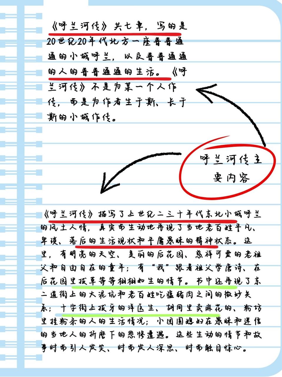 《呼兰河传》主要内容概述  94 《呼兰河传》主要内容 94 98