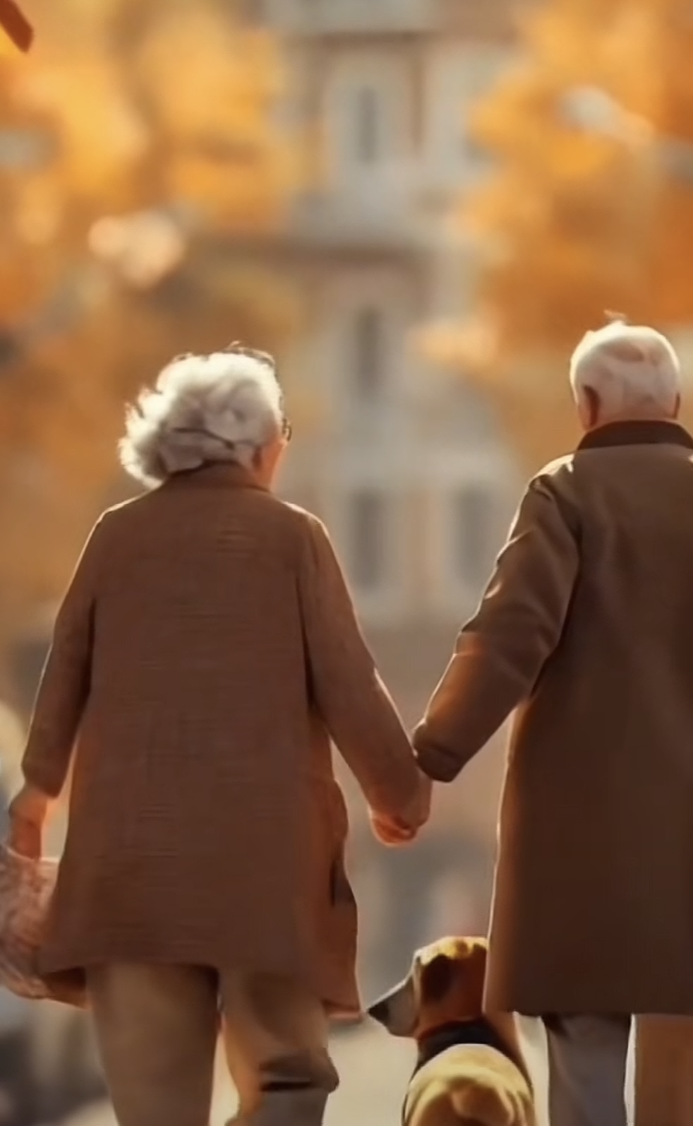 《岁月里的温柔相伴》 在这金黄绚烂的季节,一对白发苍苍的老人,手牵