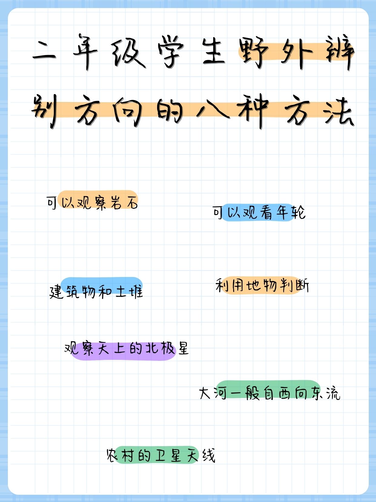 二年级学生野外辨别方向的八种方法 儿子说他只知道