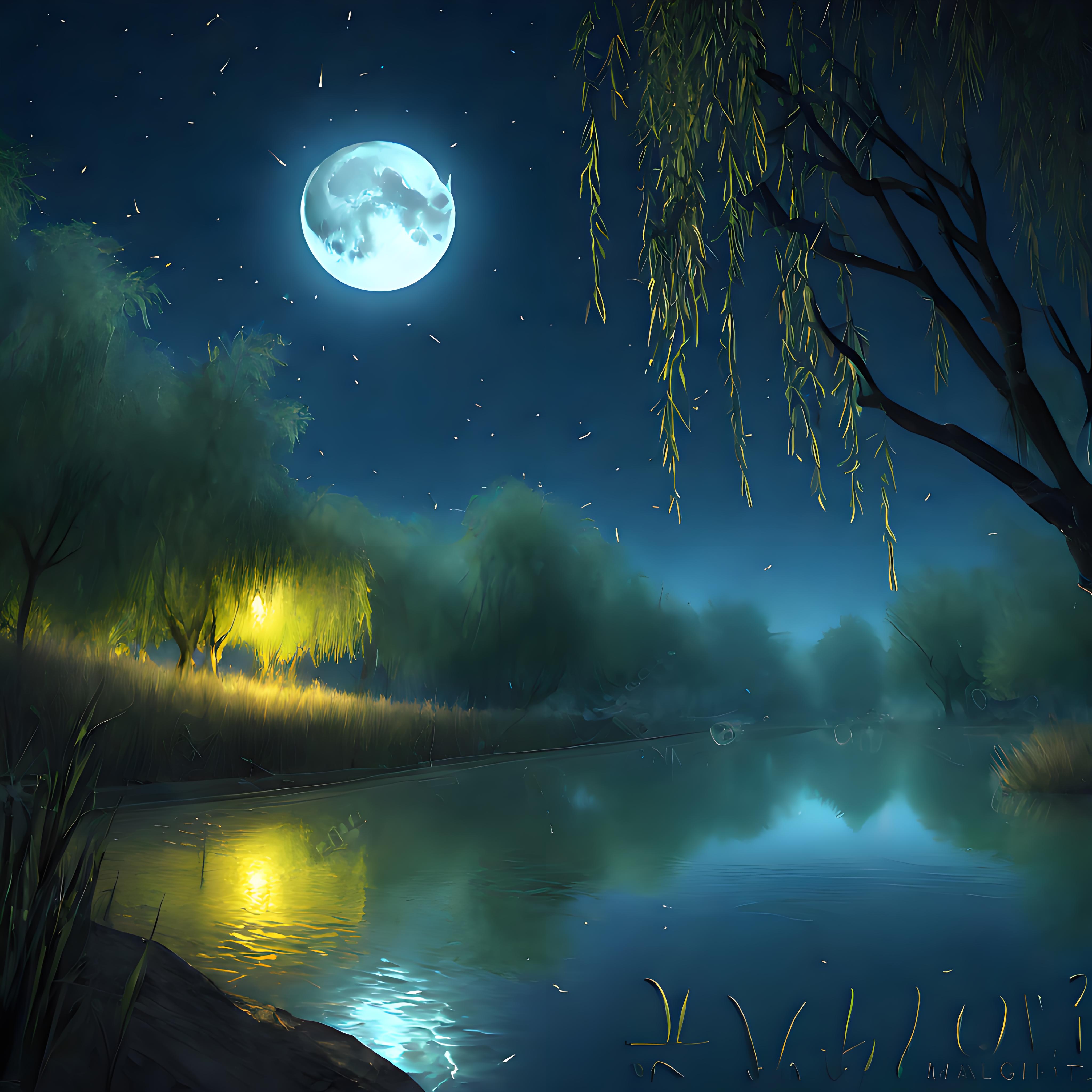 秋夜寂寂月华明,柳岸风轻露气清. 遥念伊人千里外,梦回烟水隔重城