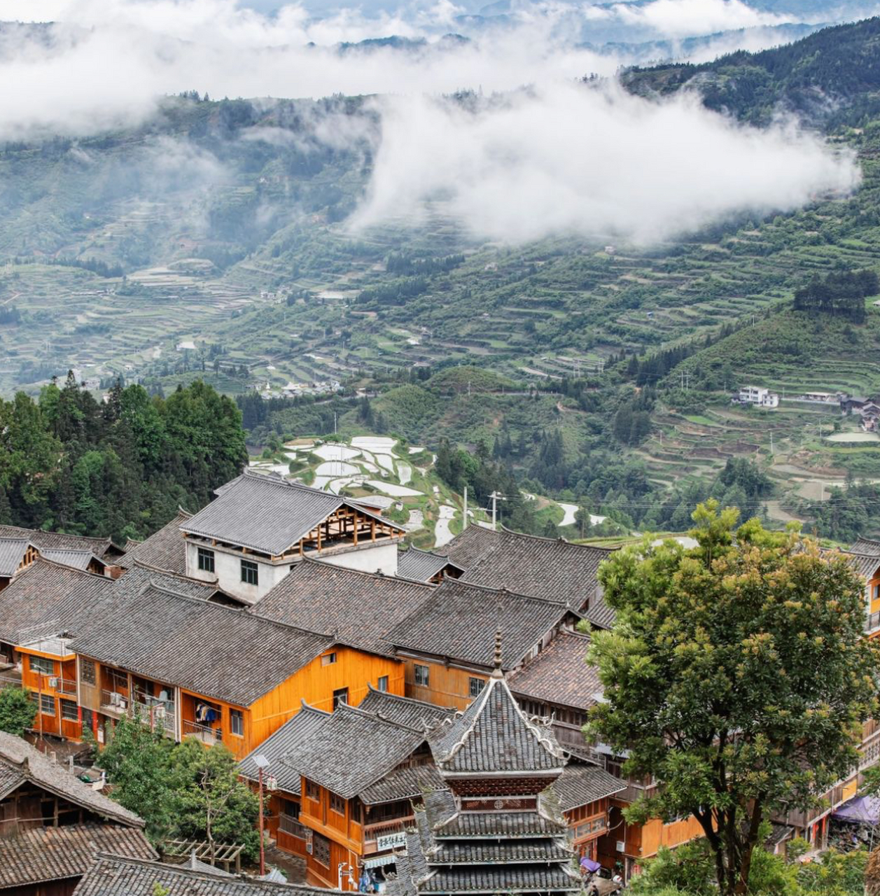 堂安侗寨,贵州黎平大山里的小侗寨,位于网红侗寨肇兴侗寨的山顶上