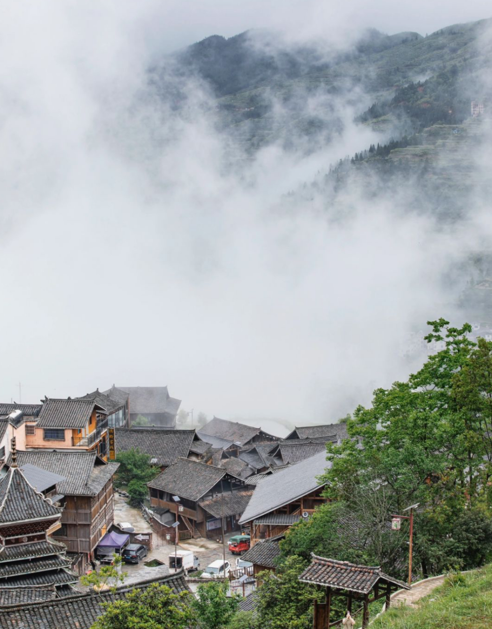 堂安侗寨,贵州黎平大山里的小侗寨,位于网红侗寨肇兴侗寨的山顶上