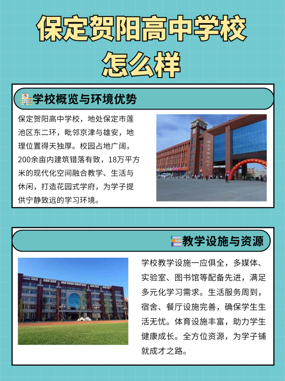 保定贺阳高中学校(也被称为保定贺阳衡水一中高级中学)是一所位于