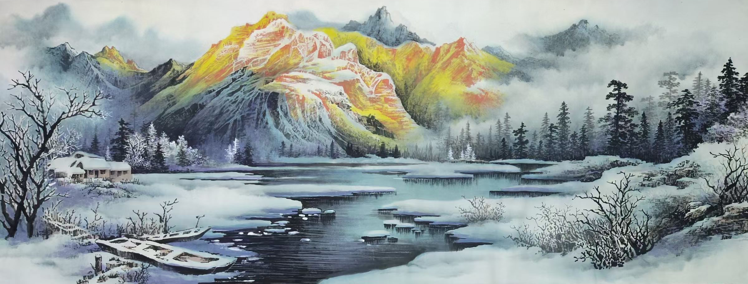 周国民的山水画作品堪称当代中国水墨艺术的杰出代表,其笔下山水既有