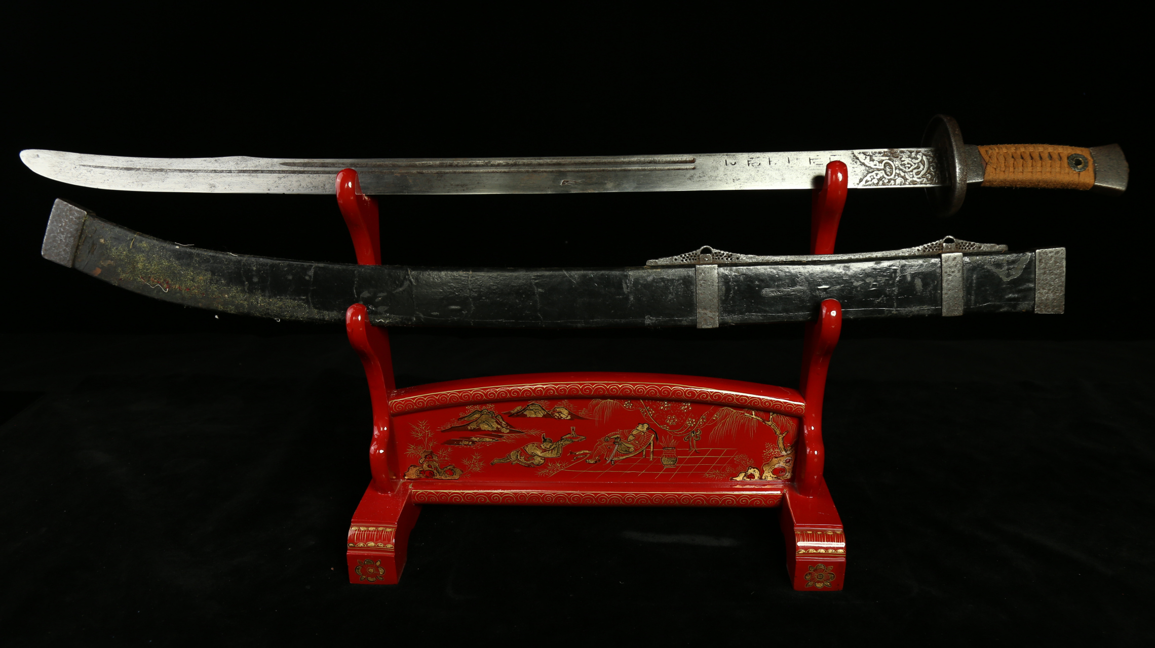 镔铁工艺博物馆馆藏—— 明代 铁雕龙纹吞口梵文官刀  #历史#  #博物