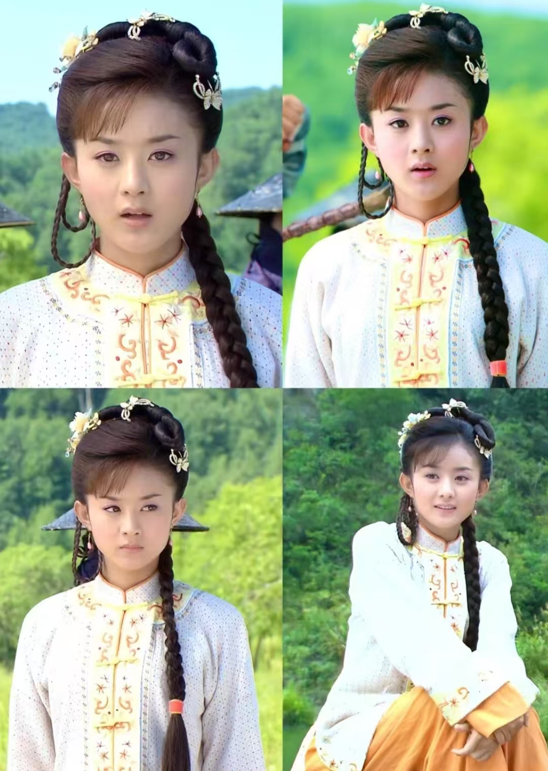 晴儿还未嫁人时发型轻盈很少女辫子和配饰相得益彰透着一股活泼