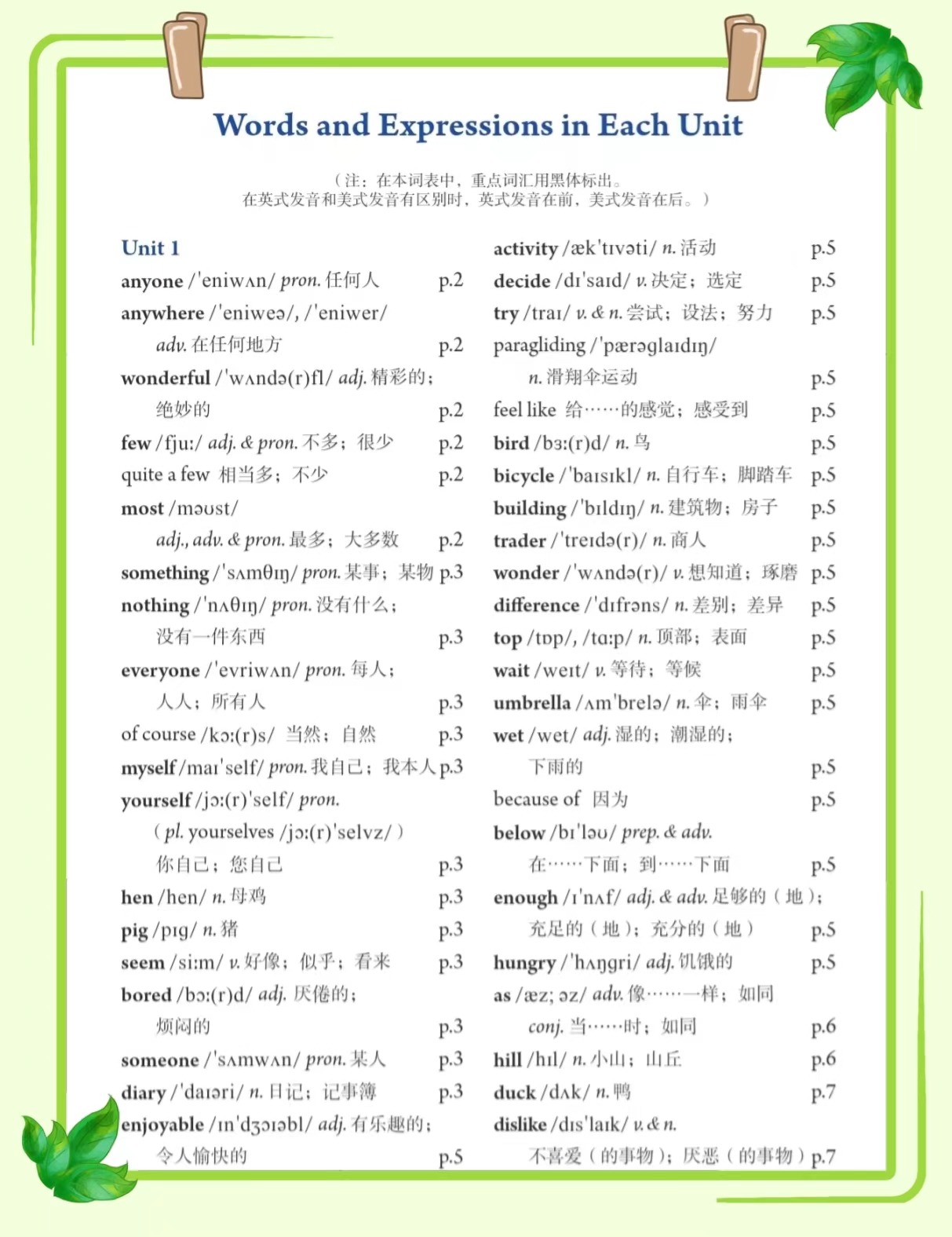 八上英语单词表