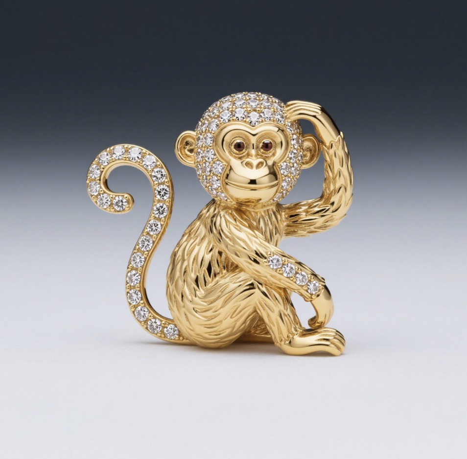 金猴纳福,黄金工艺