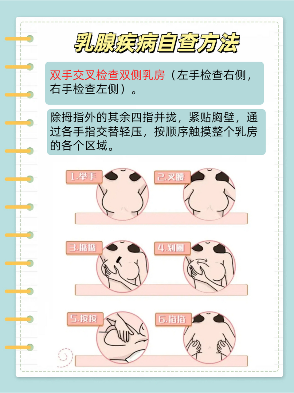 乳腺自检方法图片图片