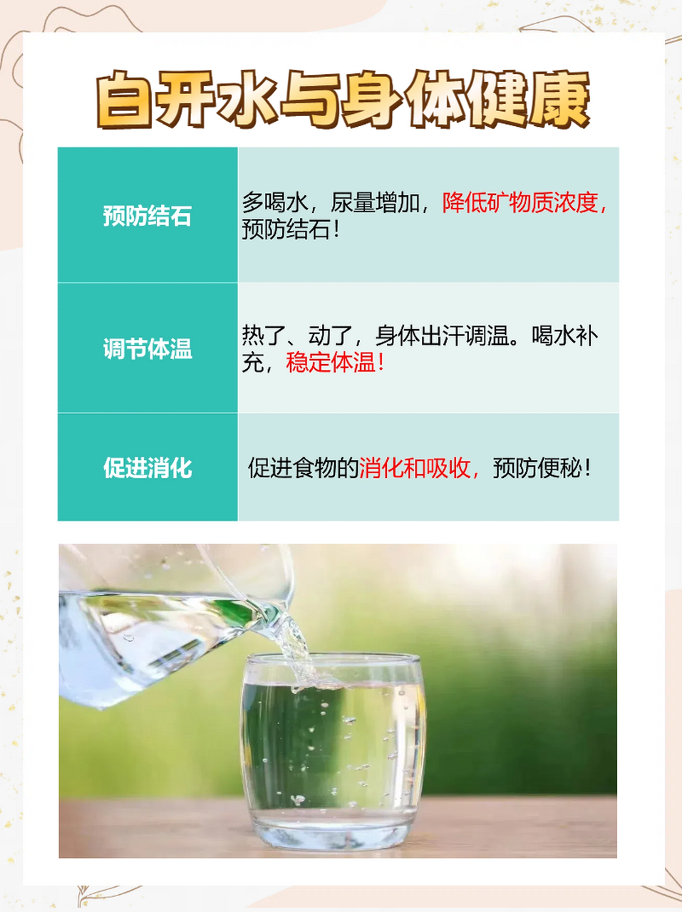 90多喝白开水的好处 73促进新陈代谢:白开水是最好的溶剂,它能