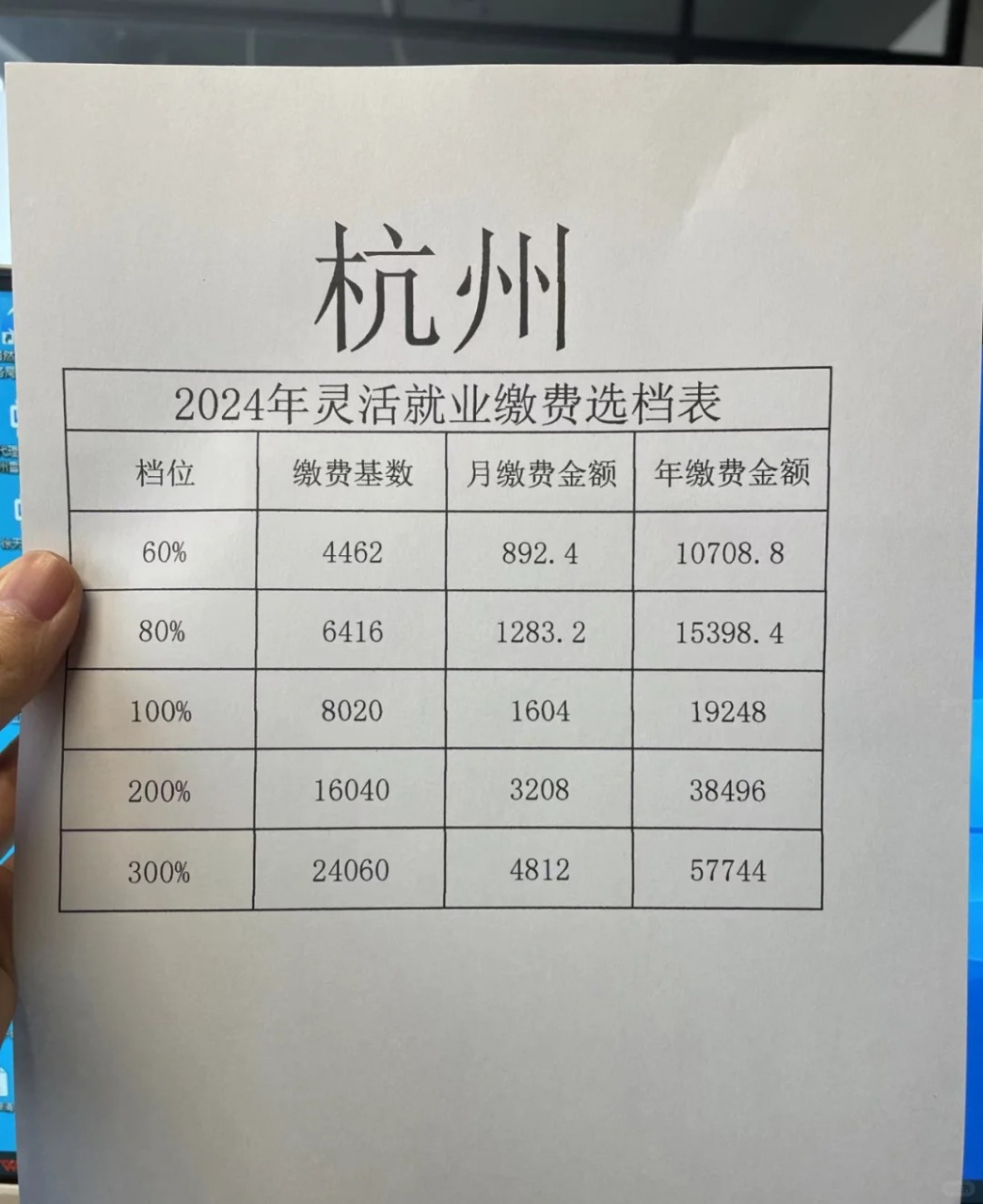 杭州社保缴费明细表图片