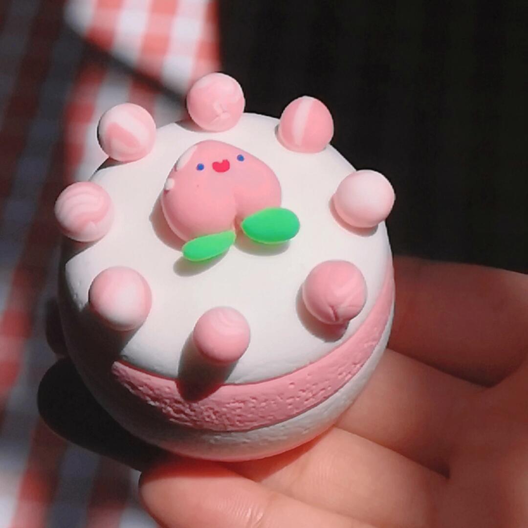 水蜜桃夹心蛋糕‖超轻粘土原创新手入门级简易小蛋糕~ 粉粉的真的超级