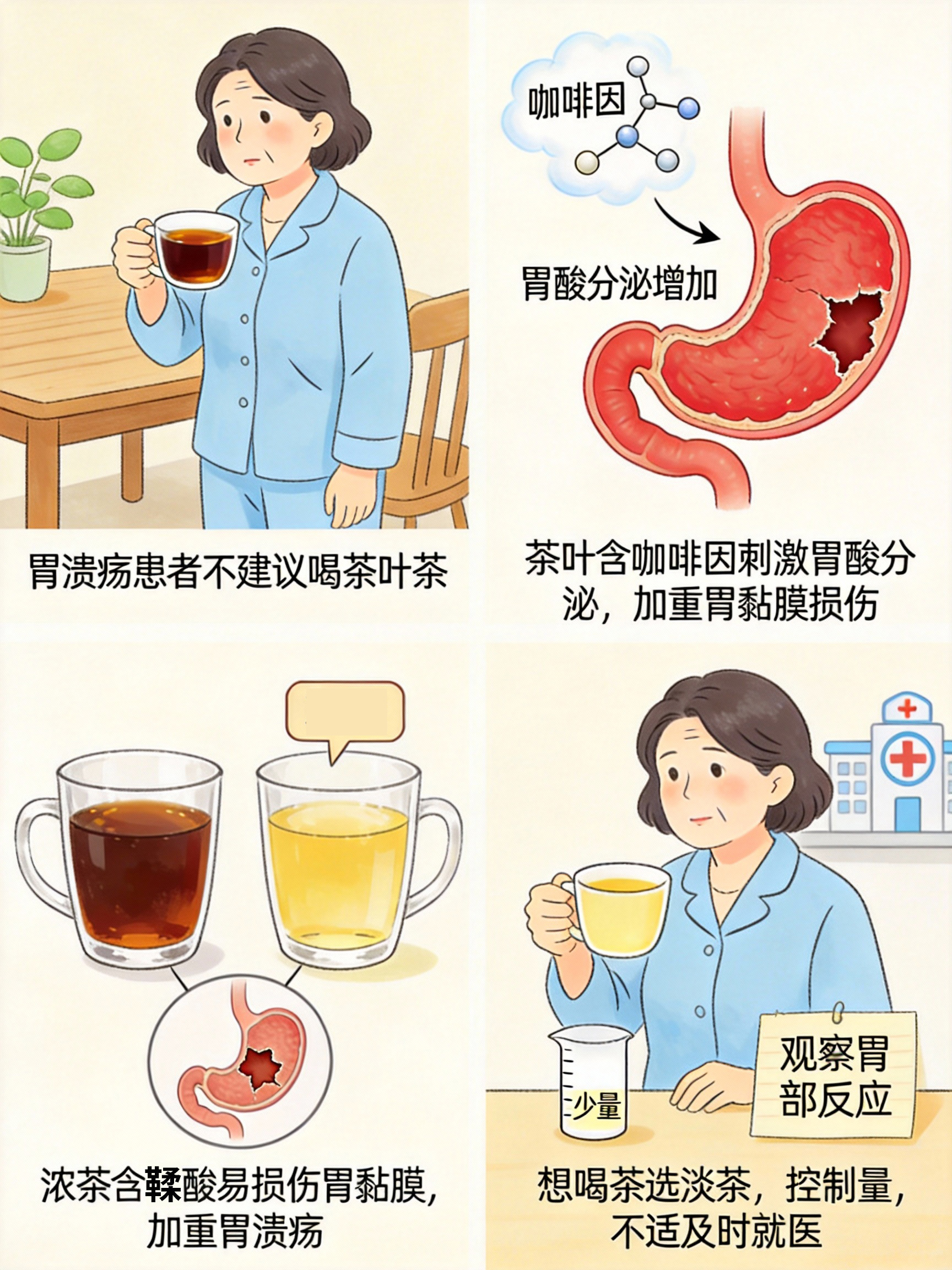 胃溃疡能喝茶叶茶吗