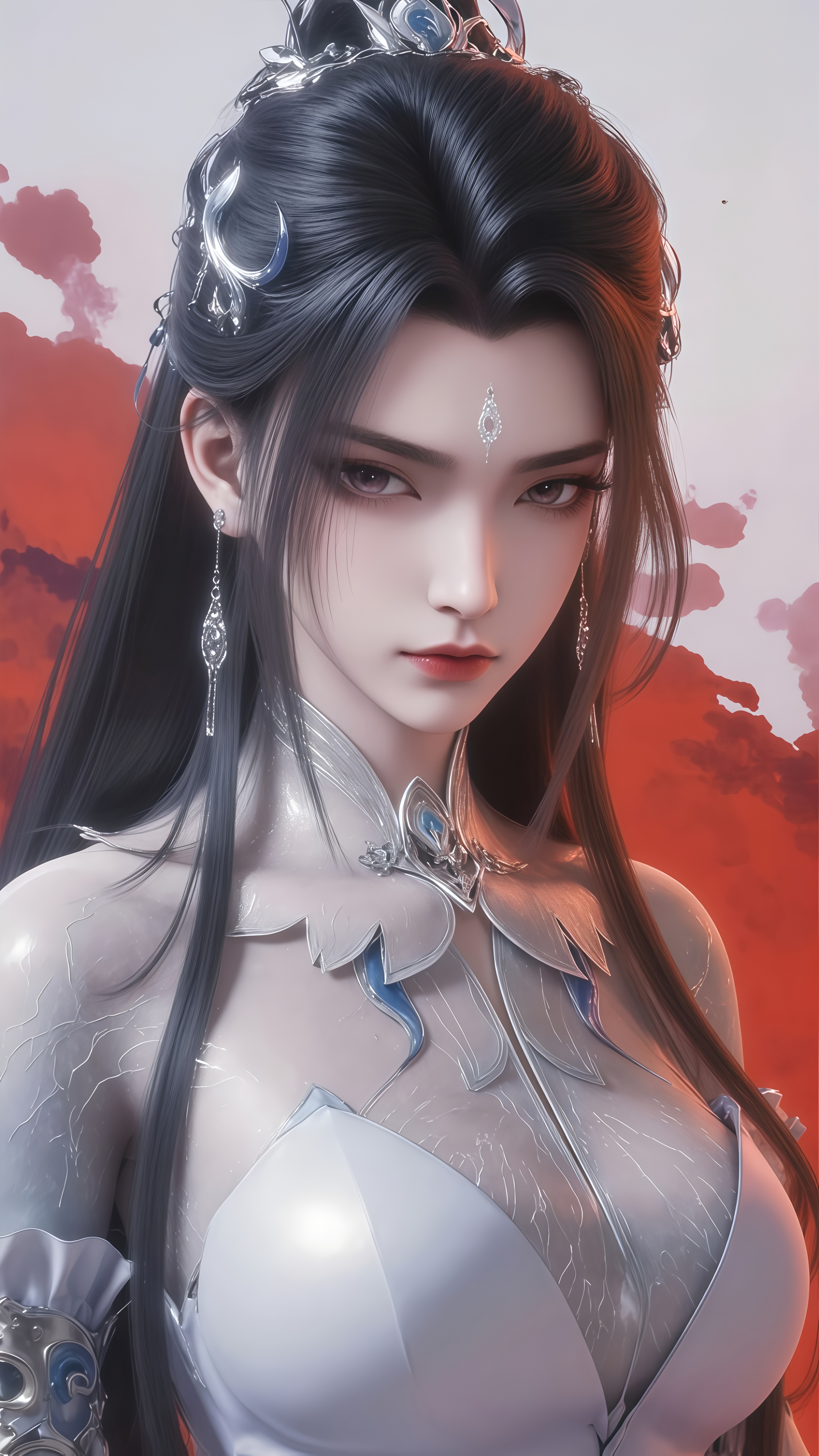 《诛仙》陆雪琪二次元壁纸:白衣似雪踏浪起,天琊剑气凝