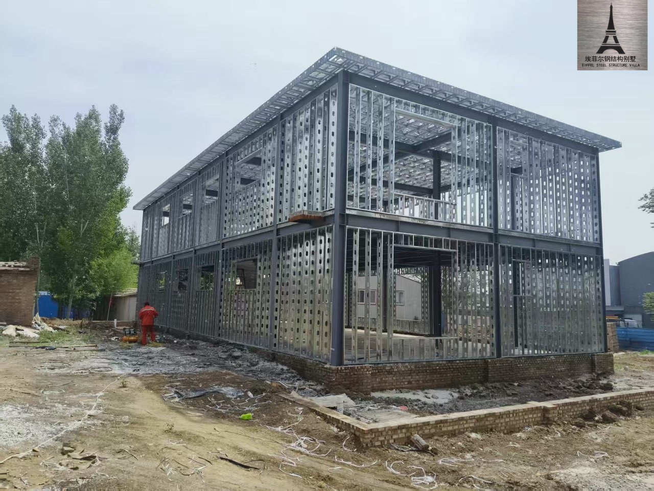 廊坊重钢二层自建别墅主体建造中