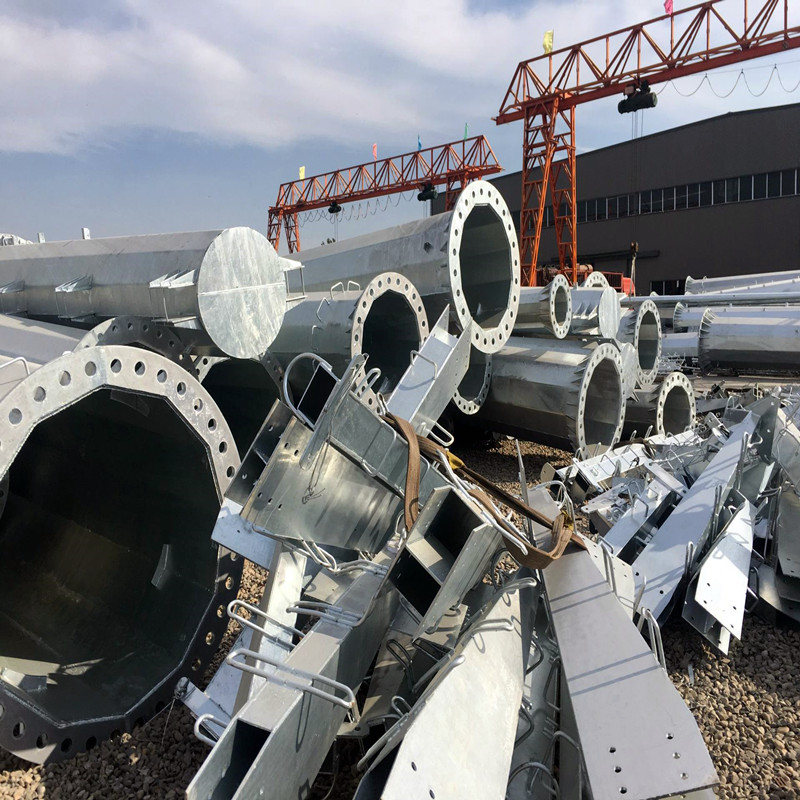 10kv双回路16米电力钢管杆 旧线路改造热镀锌钢电杆 十字分支钢杆