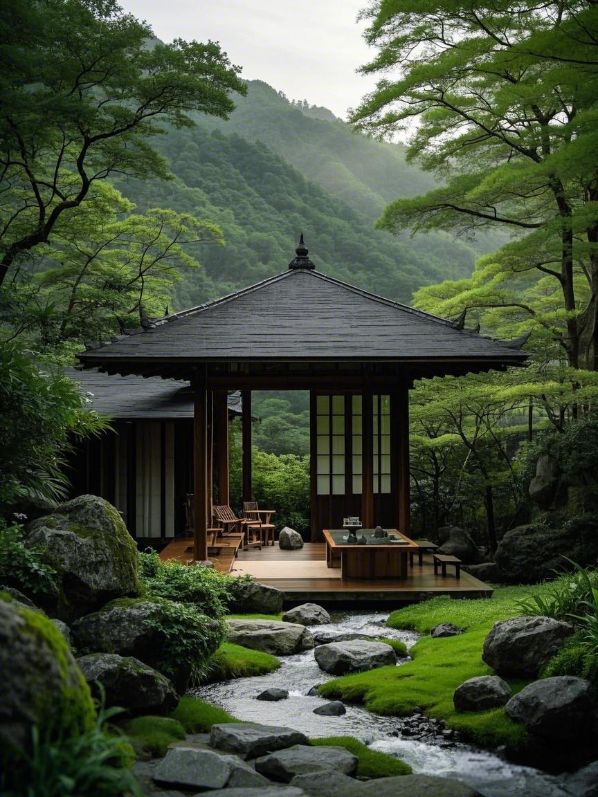 大山深处充满禅意的日式茶庭