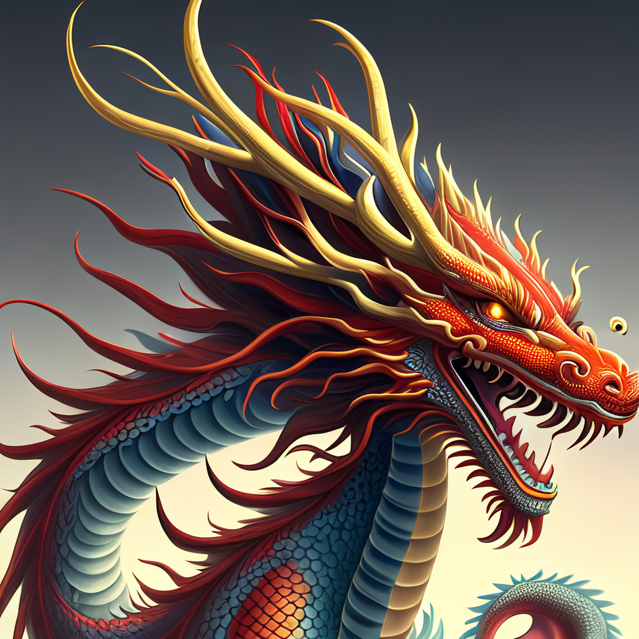 百度ai画的神龙,太有神韵了!  #百度ai绘图黑科技