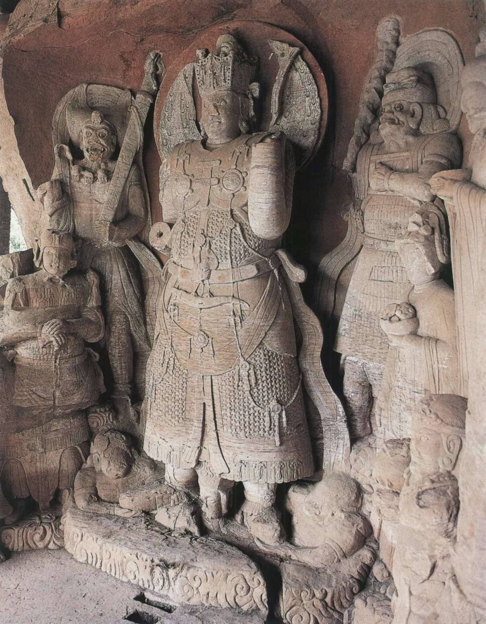 重庆大足北山石窟第5号毗沙门天王龛(晚唐,9世纪下半叶)#传统文化