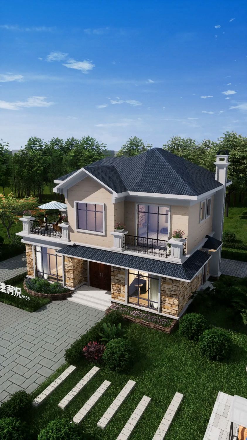 12x10米二层欧式自建房农村别墅设计