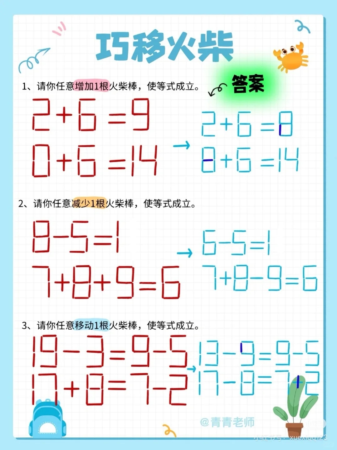 别错过培养孩子数学思维的好资料,快订阅巧移火柴学习资料吧