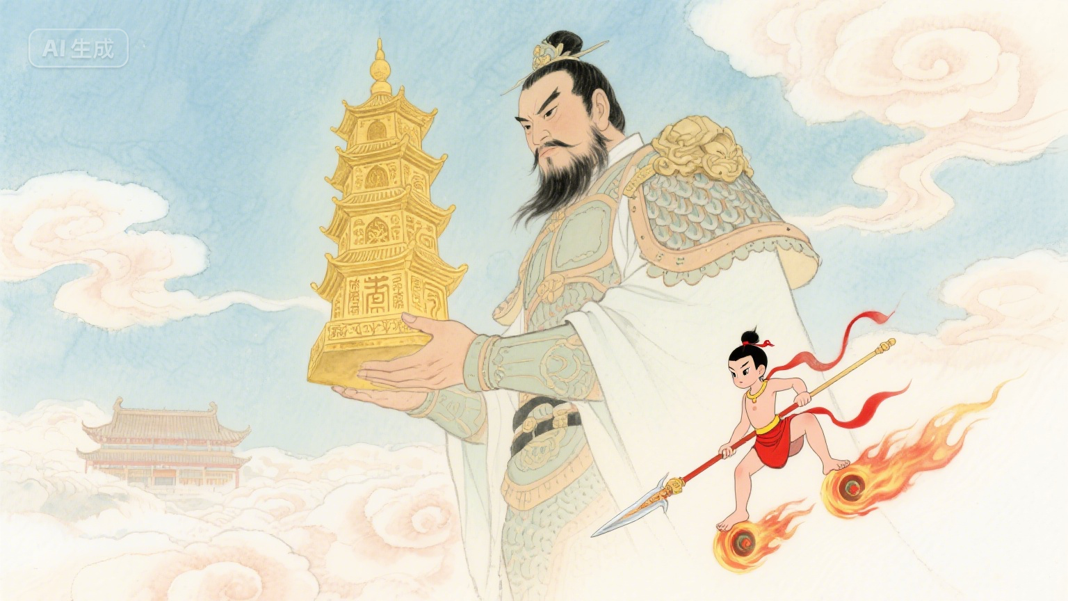 托塔李天王为何总托塔?原来这塔来历极大,哪吒见了都得收敛几分