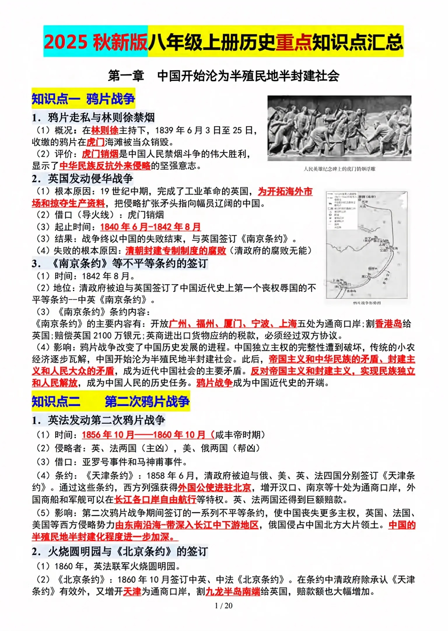 八上历史核心点｜重难点精编(八年级历史核心知识背诵与过关)