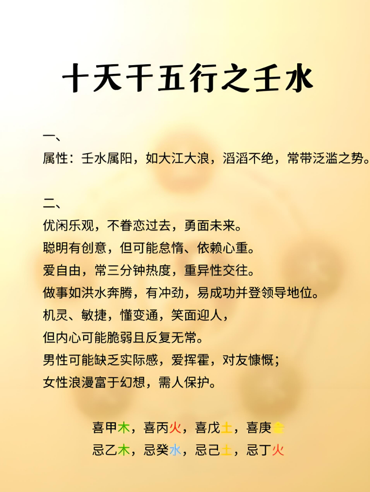 壬水日主生肖运势(壬水日主生肖运势详解)