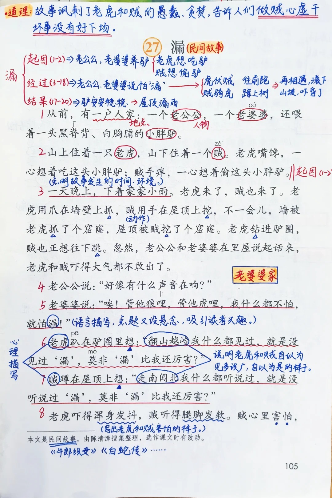 三年级下册语文第八单元第27课《漏》课堂笔记