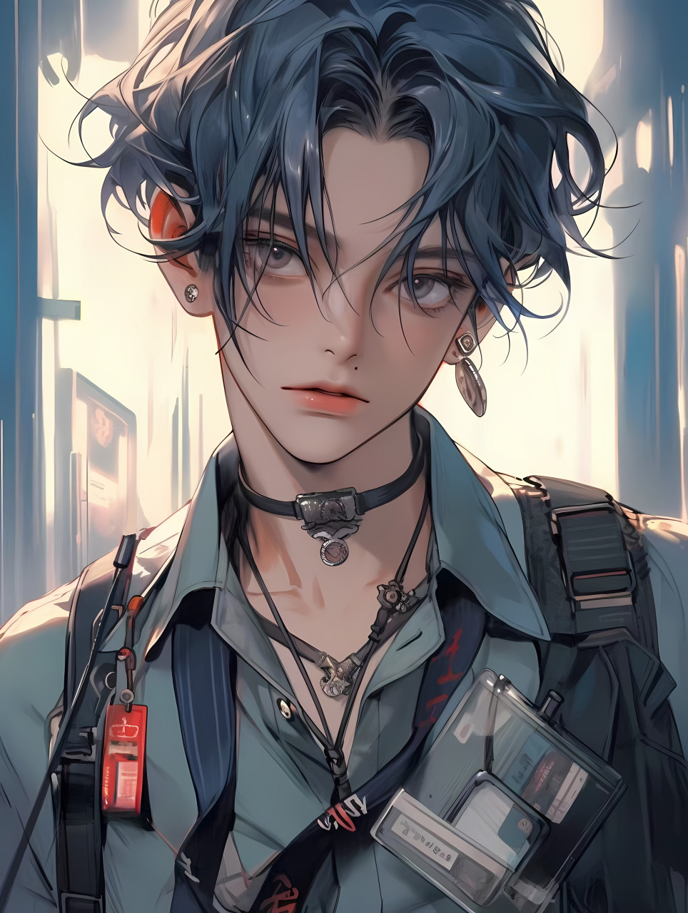 复古港风帅哥蓝色系 #二次元# #ai共创计划# #ai绘画