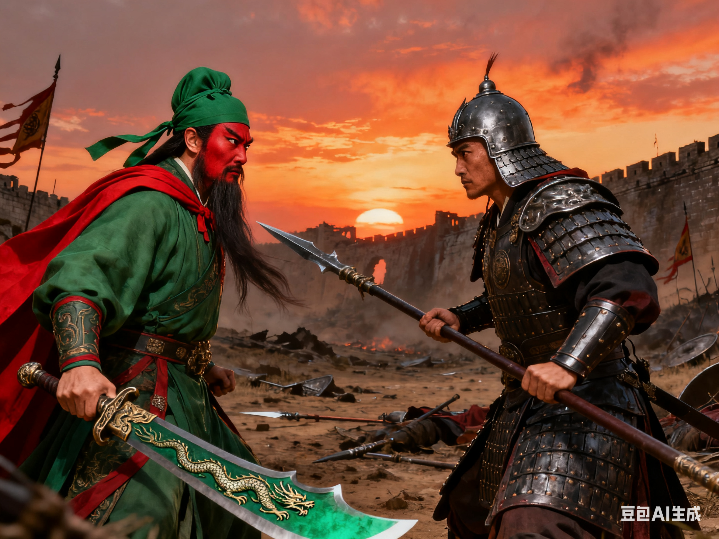 关羽与曹军苦战,正要挥刀斩杀曹将,却听见三弟张飞哀求:不要伤我岳父