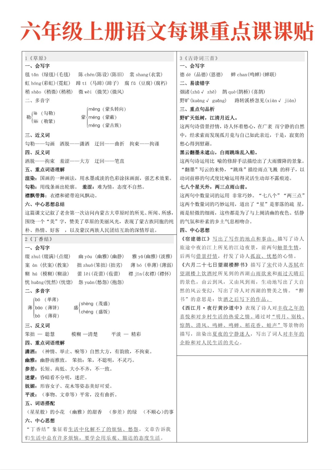 六年级语文上册!同步资料,跟课本完全匹配的简单介绍 六年级语文上册!同步资料,跟课本完全匹配的简单介绍