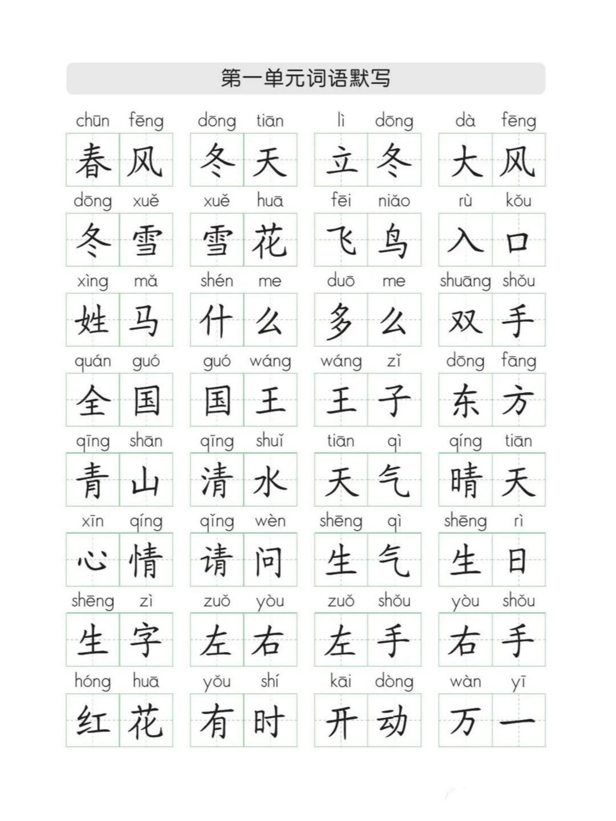 一年级下册的语文生字词学习即将开始,作为小学生在语文学习中最重要