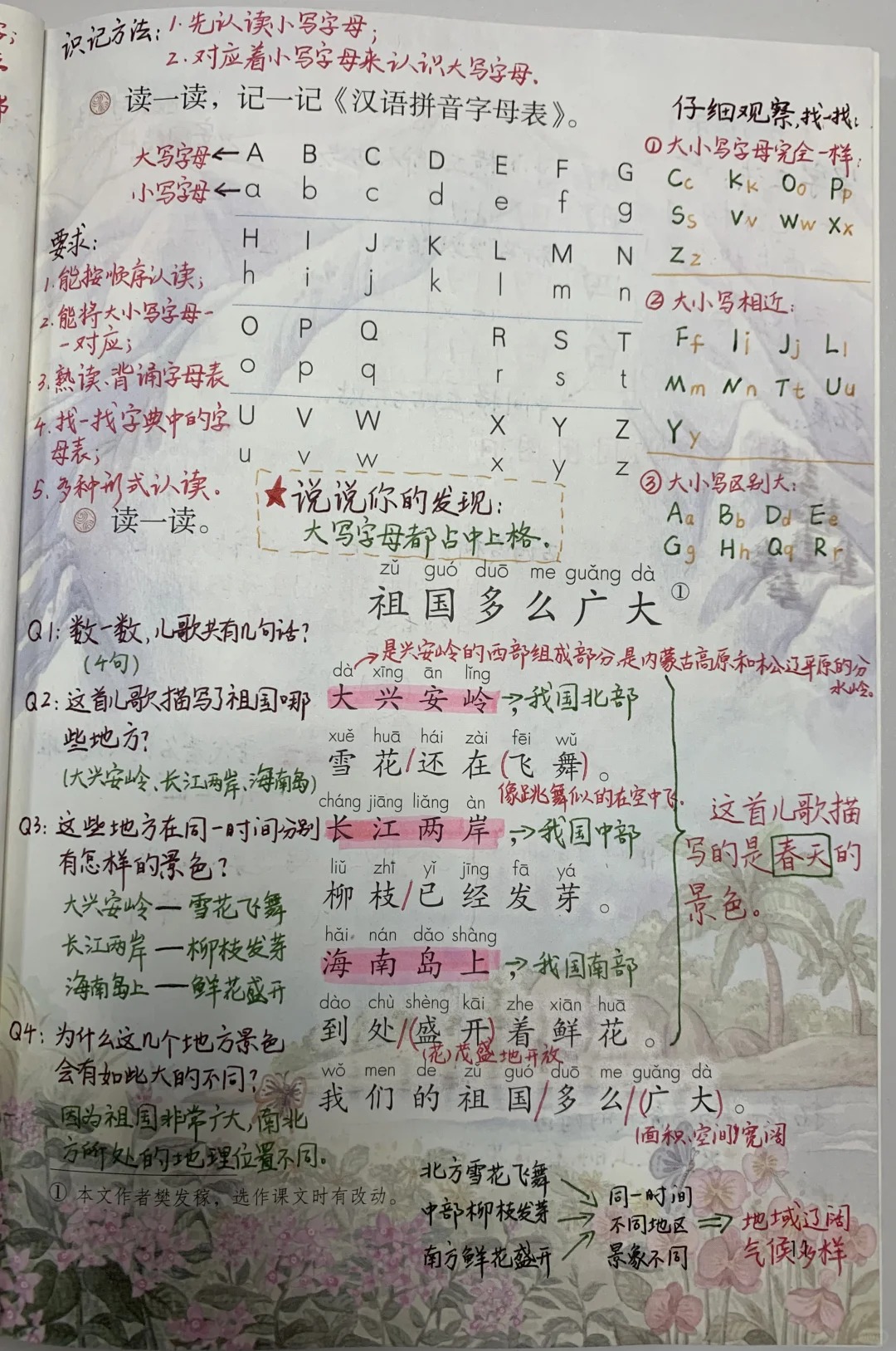 语文老师:一年级下册语文第一单元备课笔记合集,适合预习复习
