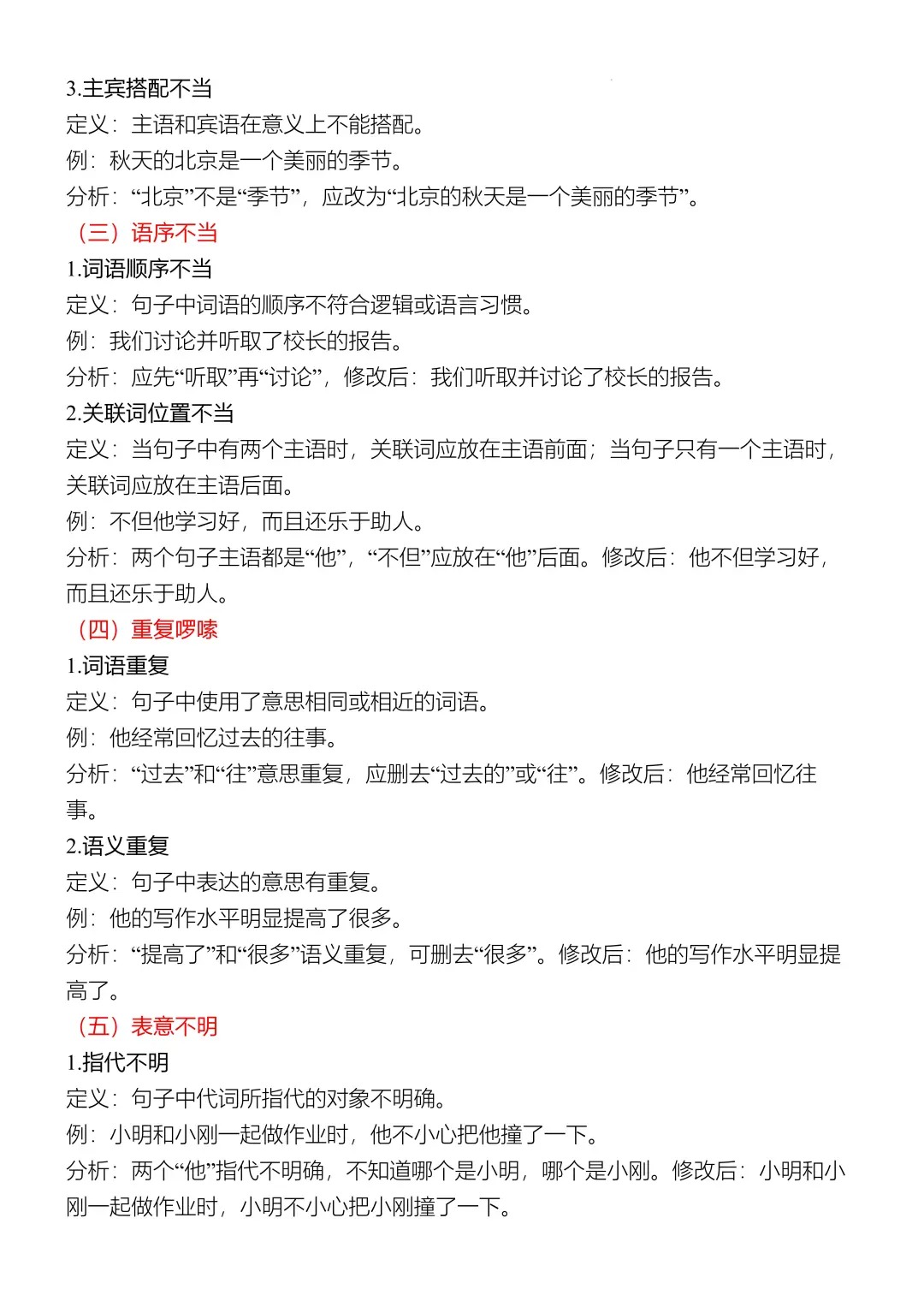 小升初语文病句修改！专项训练，带解析

