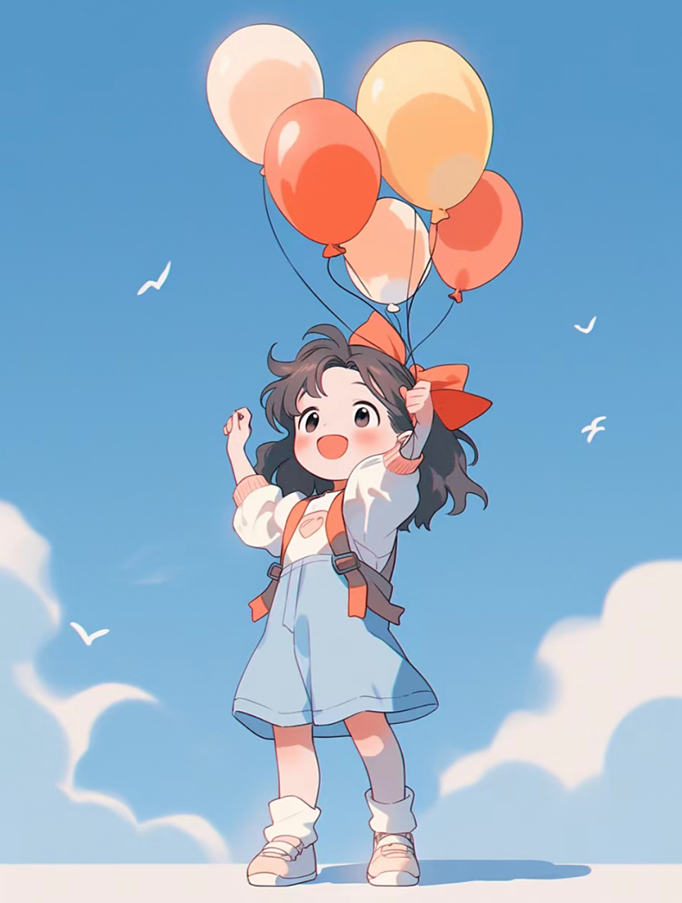 很阳光的女生头像|天空气球|可爱浪漫  转自冬凌草呀#二次元# #漫画