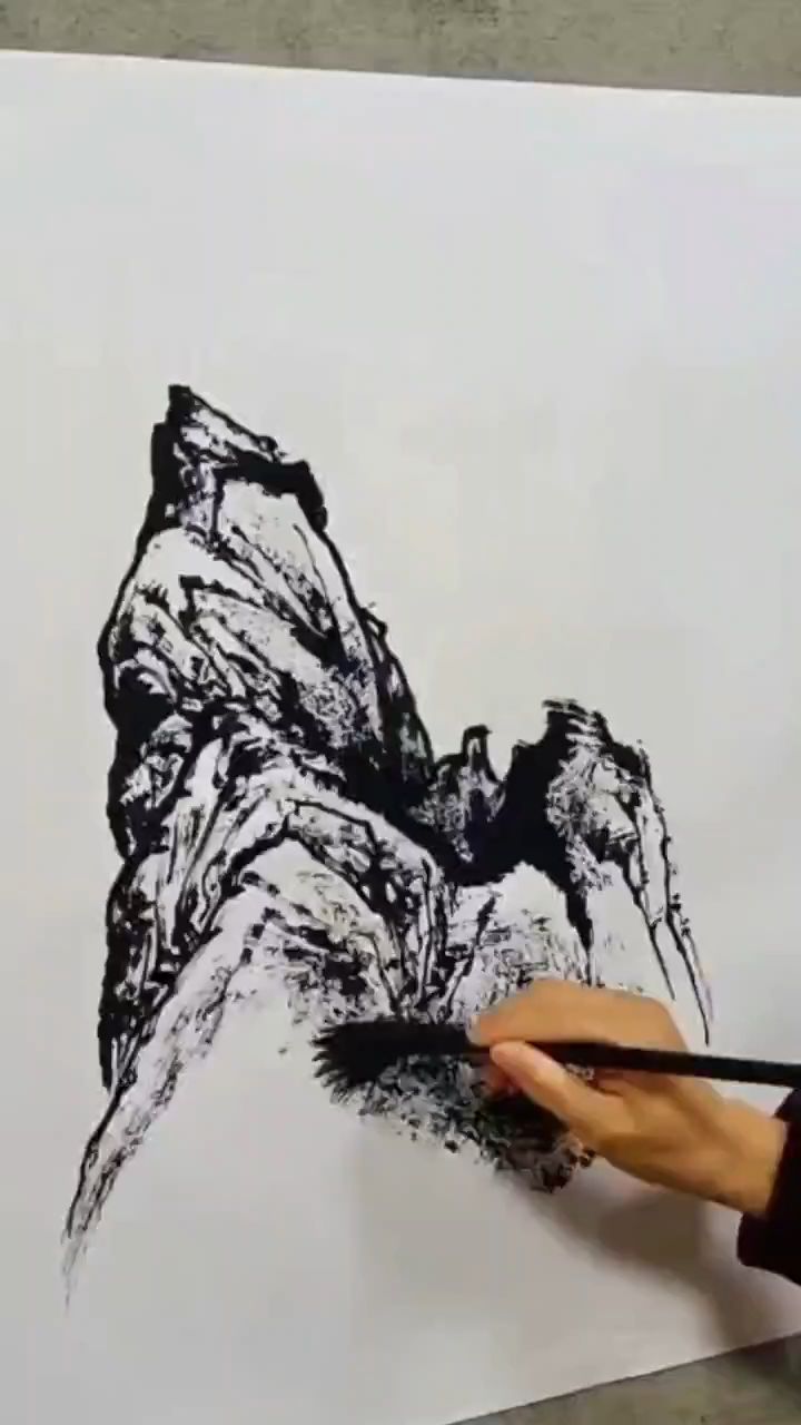 曾刚彩墨——不同山石画法组合-度小视