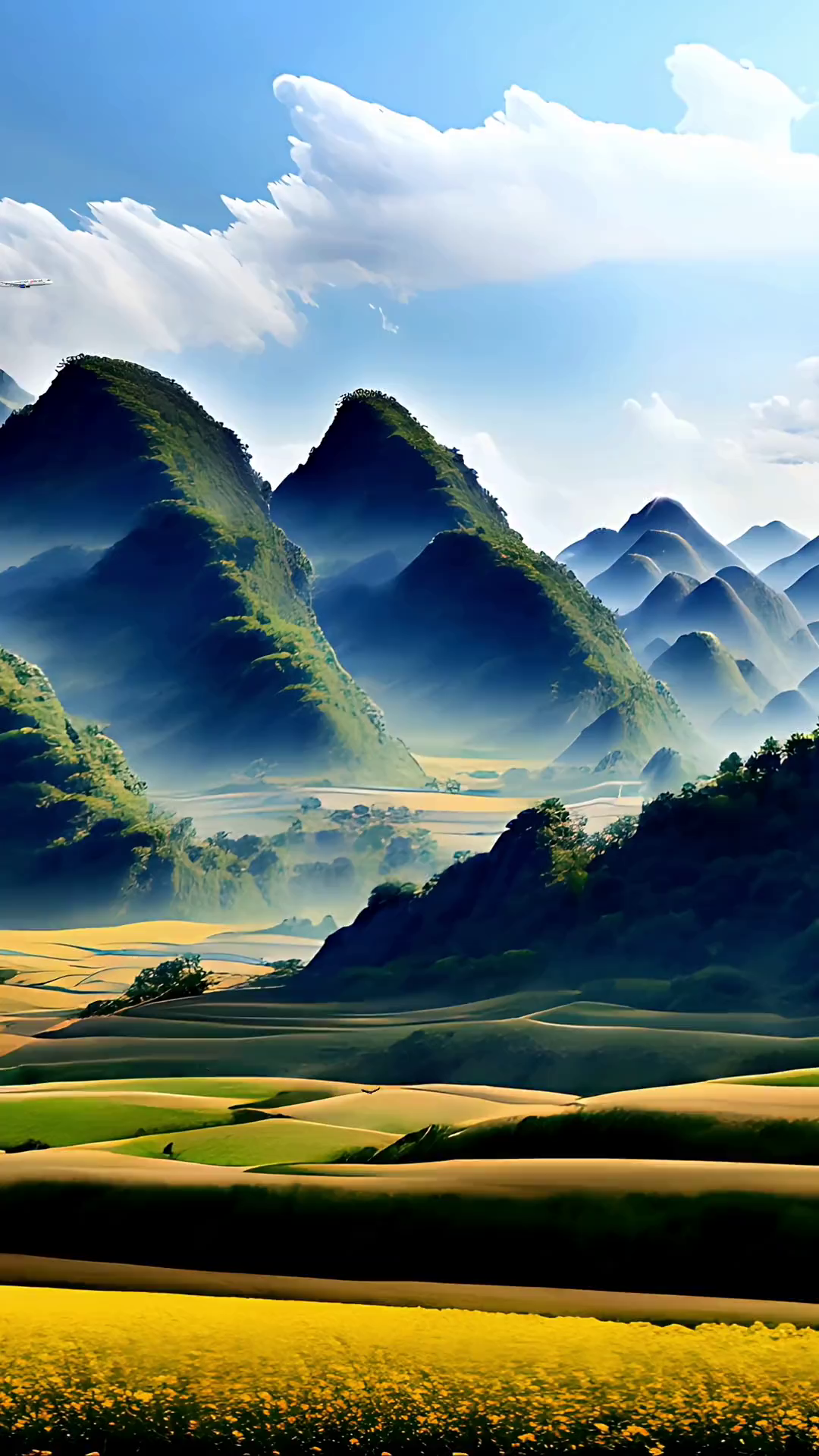 十万大山的磅礴气势,山下的秀丽风景让人叹为观止!