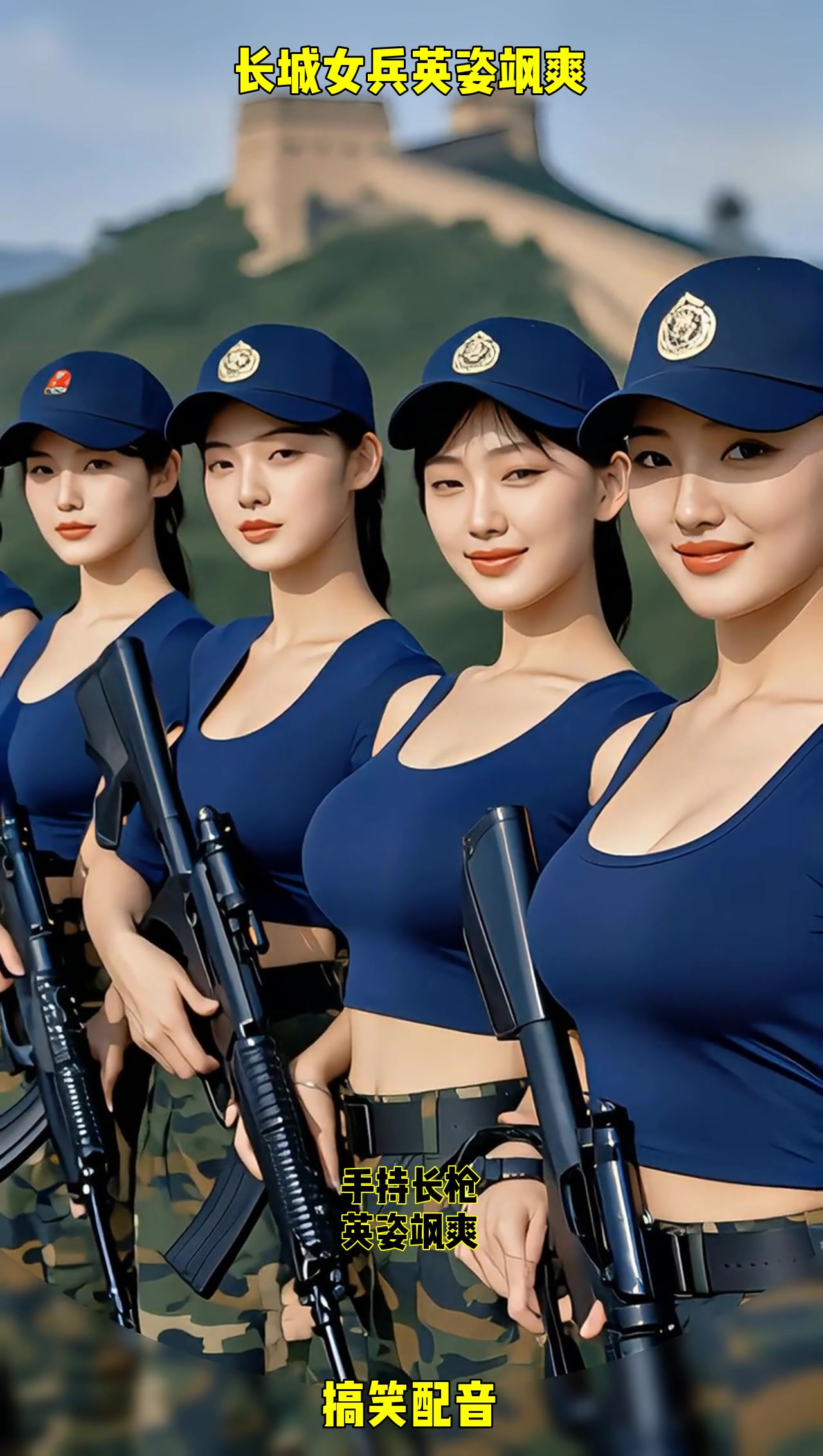 3456 长城下的飒爽英姿:美女特警队,守护与魅力并存,震撼登场
