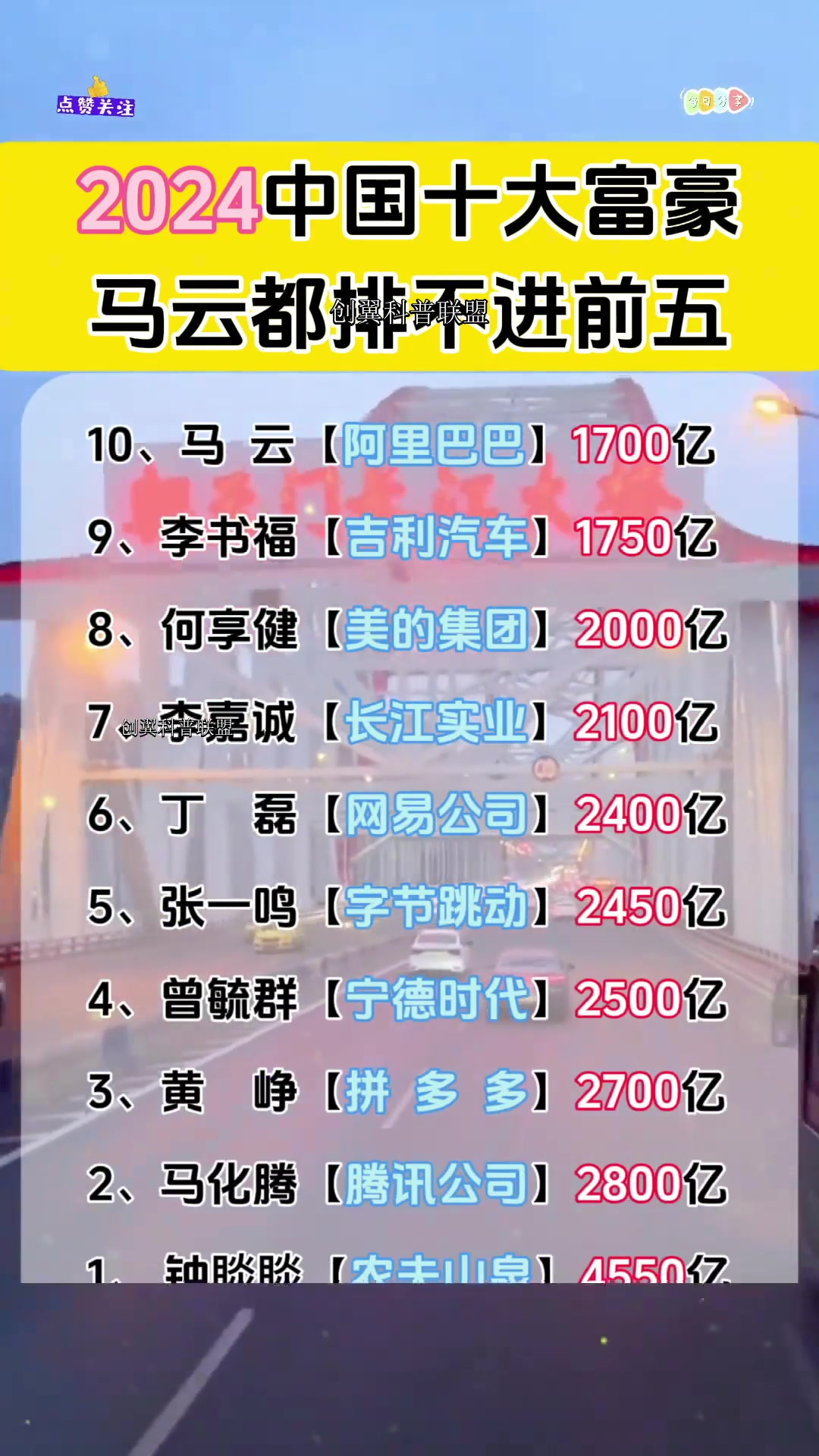 全国十大首富最新排名