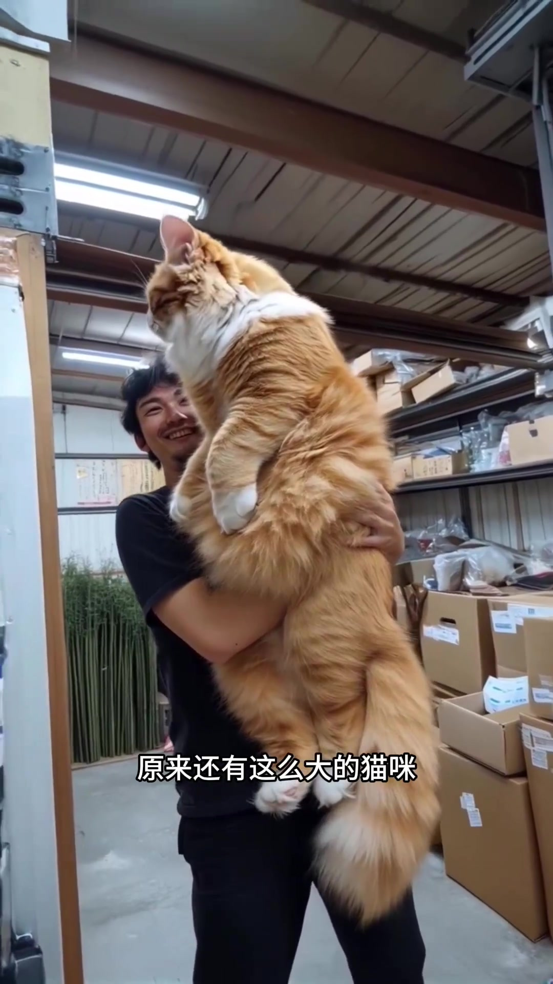 震惊!这只巨型猫咪竟然能被人轻松抱起,真是前所未见!