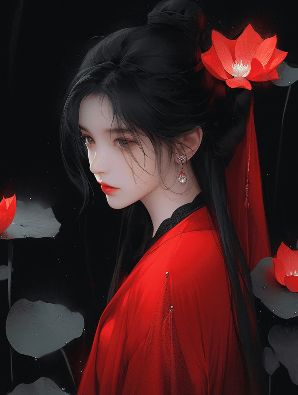 古风美女:一带红裙随风散,世间绝色尽妩媚.#头像# #微信头像