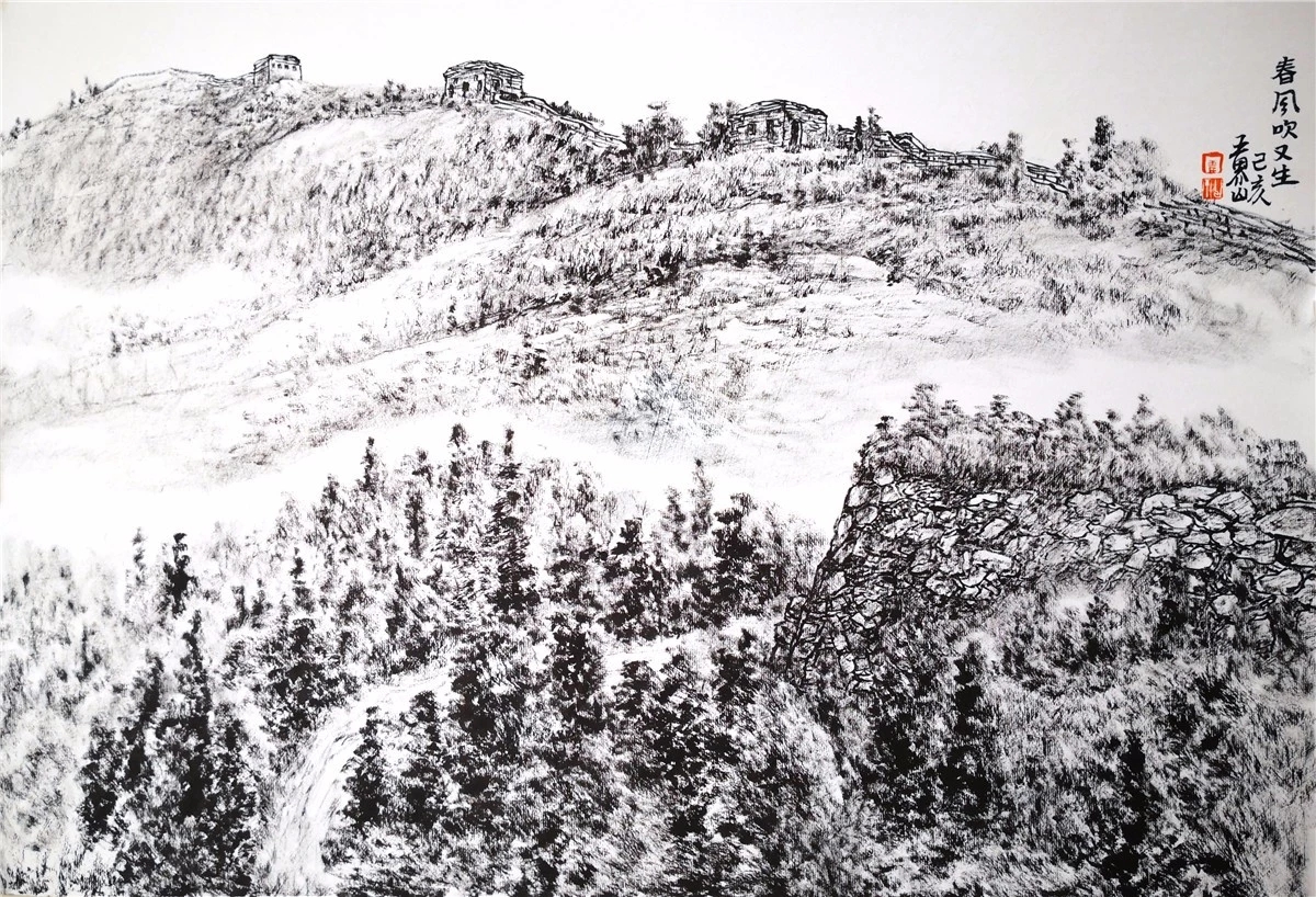 国画家|王界山的焦墨山水,有干裂秋风之势!