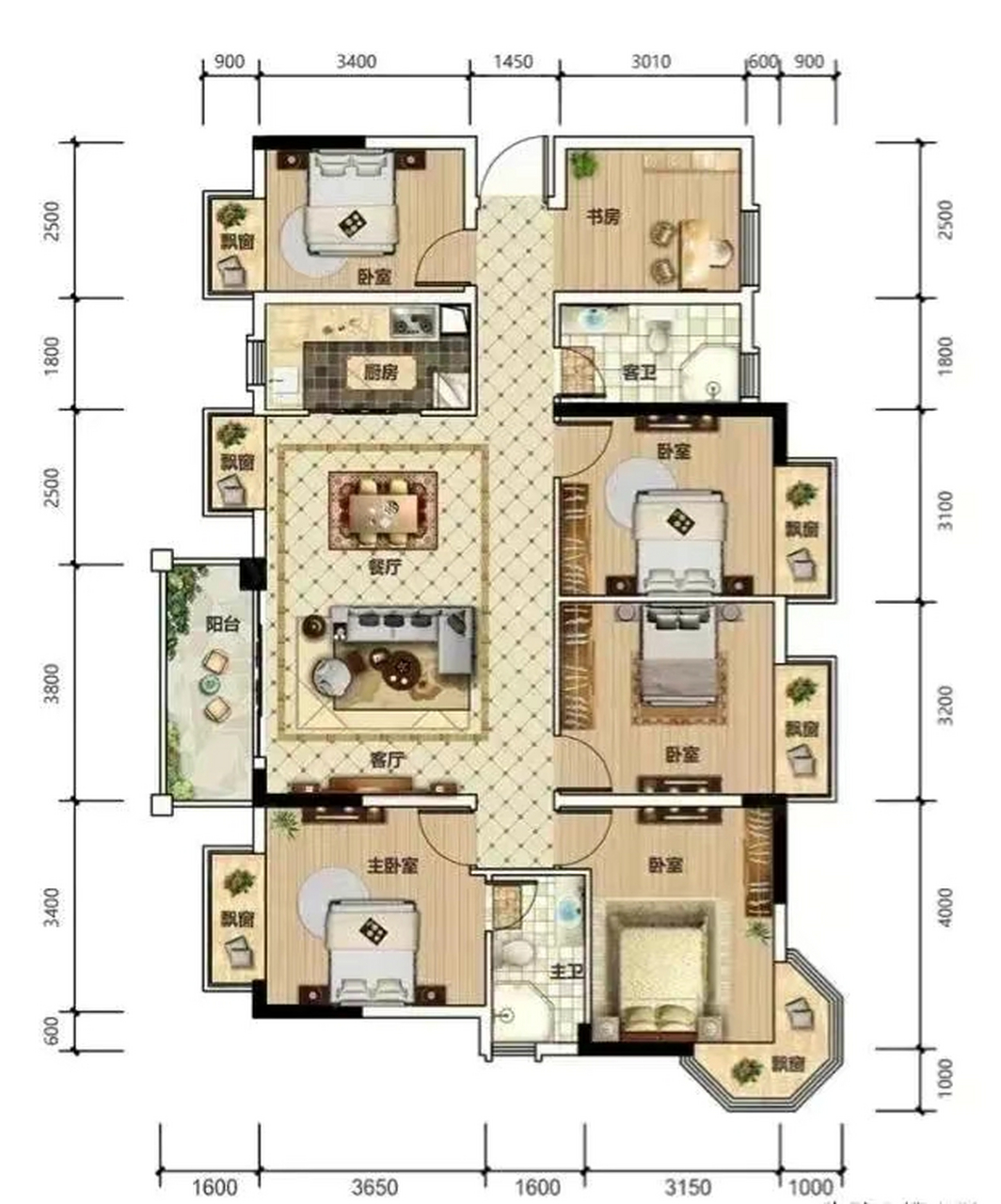 实用性最强的145平米户型会呈现怎样的格局呢?