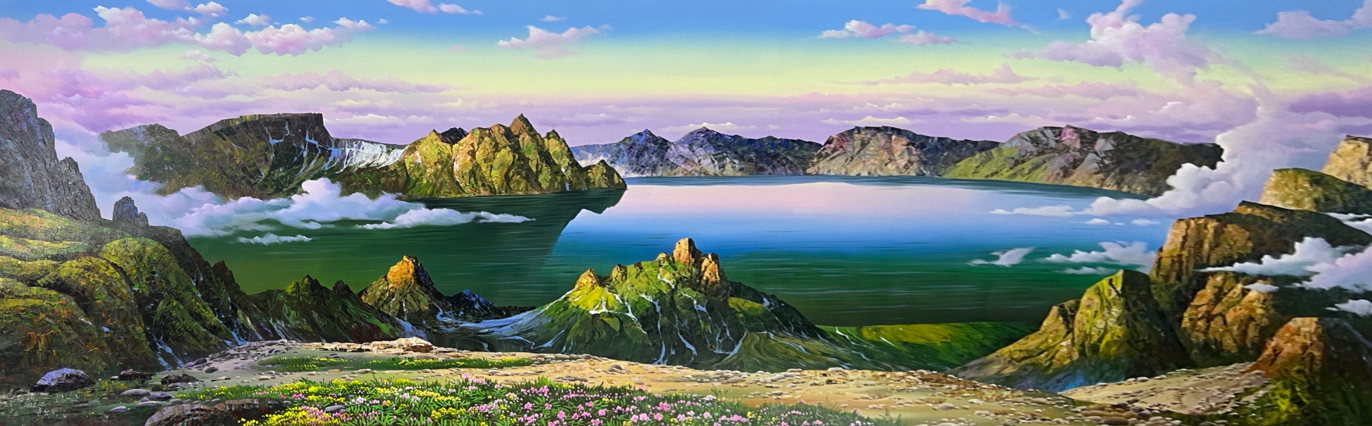 朝鲜油画柳成300*110cm