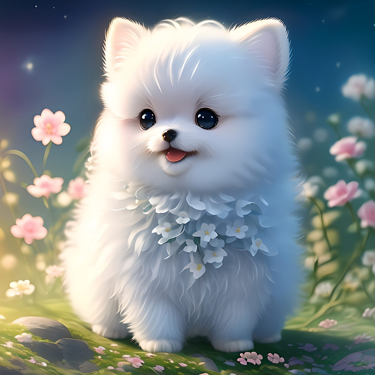 一只的圆乎乎可爱萌宠胖狗呆萌