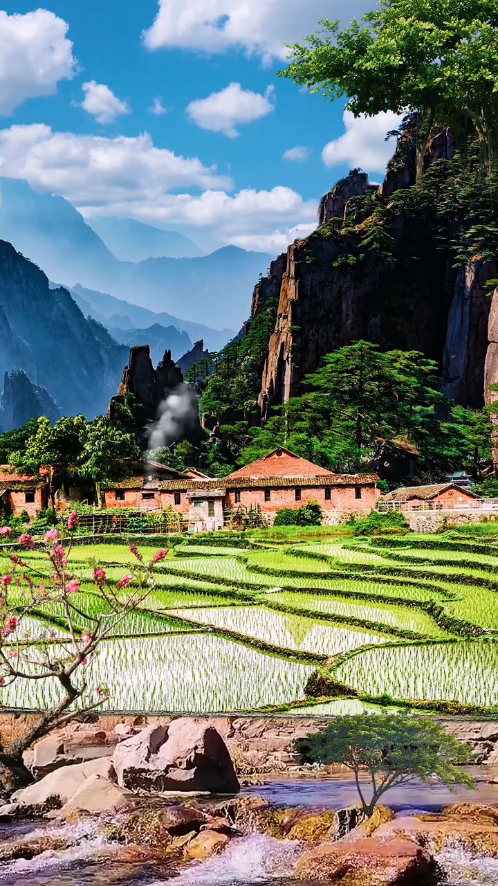 乡村风景图,山水风景美如画