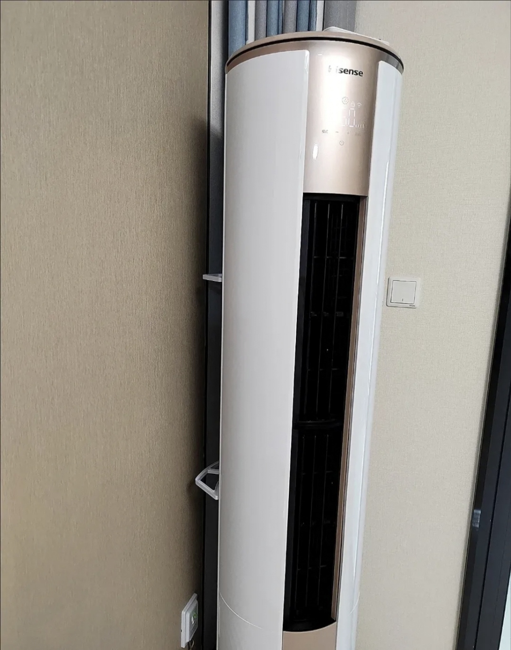 弟弟说天气太热了,怕热坏他两个儿子,就要买个立式空调放在大厅.