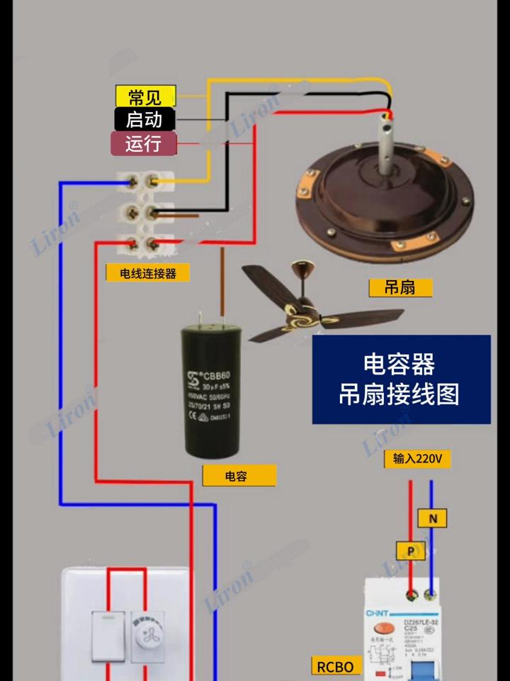 风扇吊灯接线图片