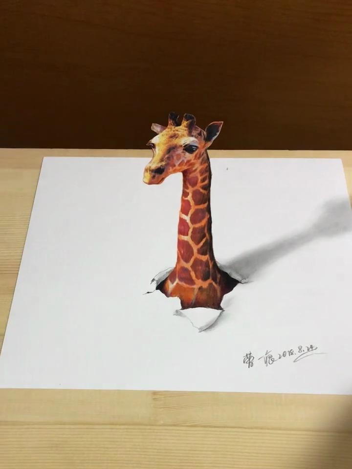 3d立体画长颈鹿